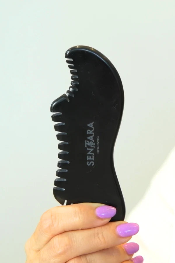Gua Sha Coeur à Dents - Obsidienne Noire