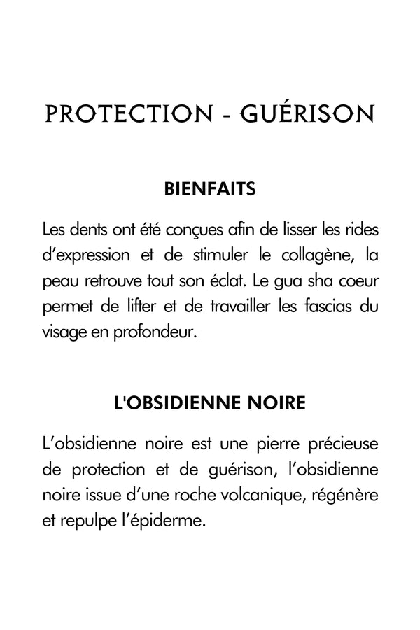 Gua Sha Coeur à Dents - Obsidienne Noire